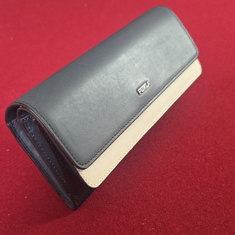 RARE ✅ FURLA  3-Tone & 2-Flap Smooth Leather Multi-Compartment Long wallet ⭐ New